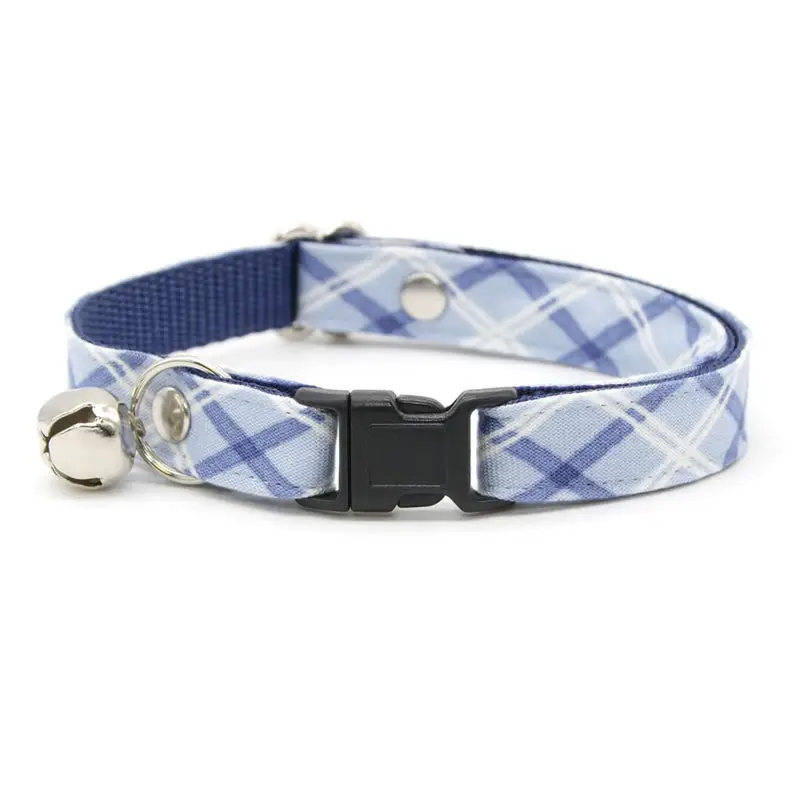 Made By Cleo Skye Light Blue Plaid Cat Collar Get A Gato